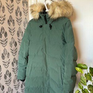 TNA Powder Parka LONG in forest green size med